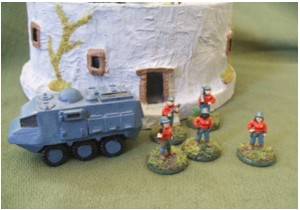 GZG Security Guards, Combat Wombat APC, scratch built house.